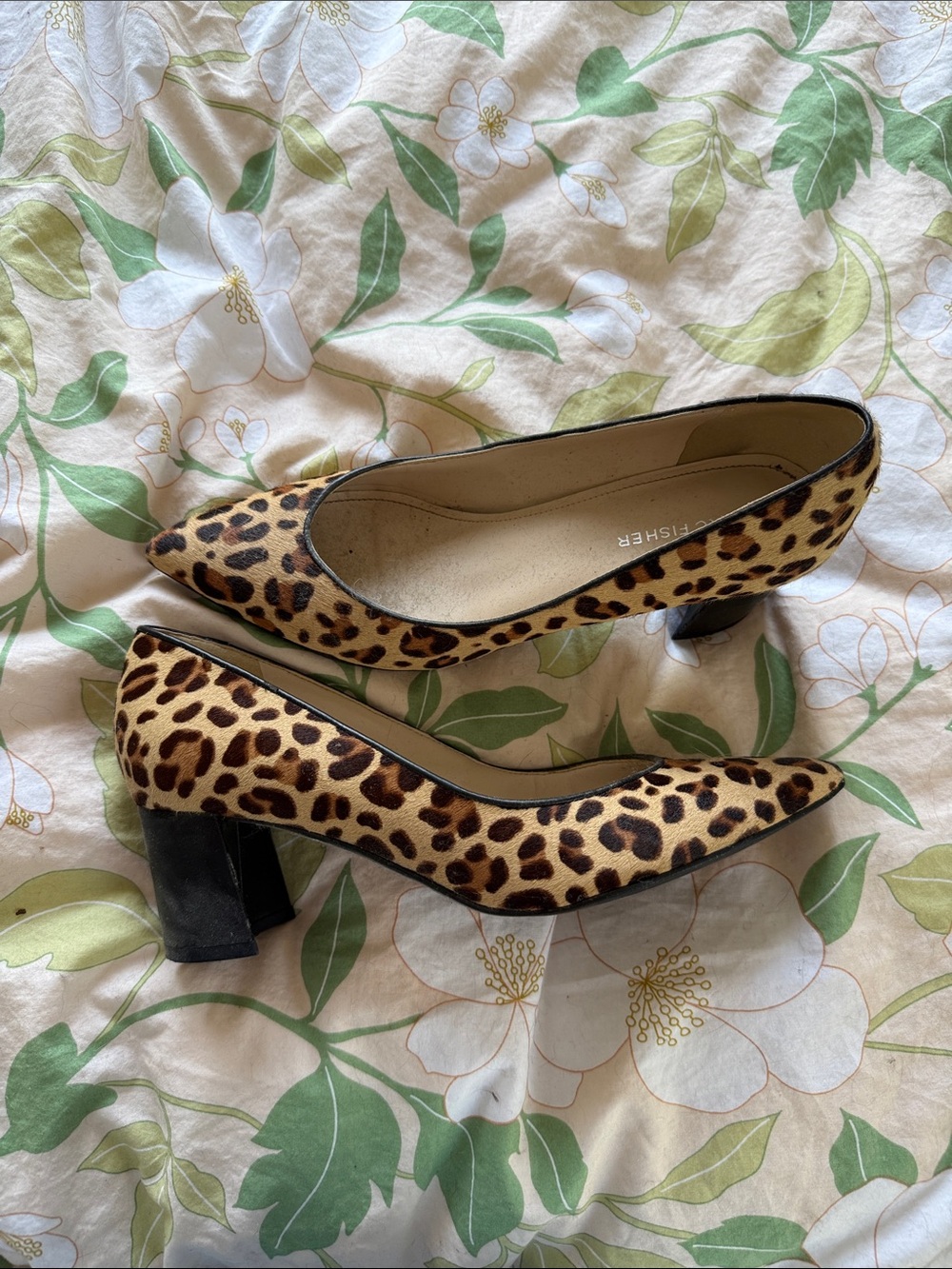 Marc Fisher Leopard Print Pointed Toe Block Heel Pumps - Women